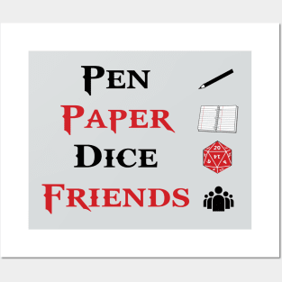 Pen & Paper Dice Friends Roleplaying Tabletop RPG Nerd T-Shirt For Roleplayers / Role Playing Game With Dice / Dnd Tee For Roleplayer Gift Posters and Art